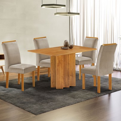 Mesa de Jantar 4 Lugares Lorena Luisa Cinamomo/Bege Claro - Cel Móveis