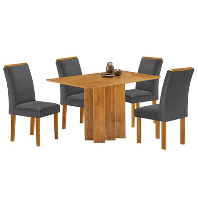 Mesa de Jantar 4 Lugares Lorena Luisa Cinamomo/Cinza - Cel Móveis