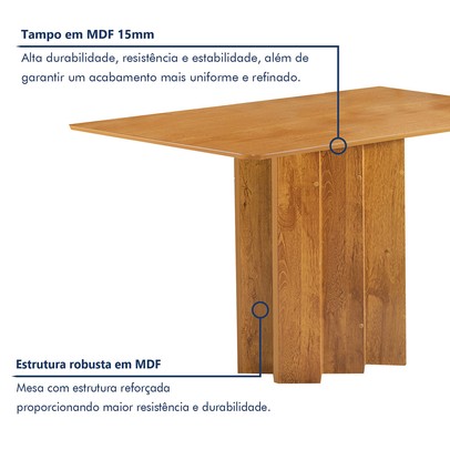 Mesa de Jantar 4 Lugares Lorena Luisa Cinamomo/Cinza - Cel Móveis