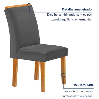 Mesa de Jantar 4 Lugares Lorena Luisa Cinamomo/Cinza - Cel Móveis