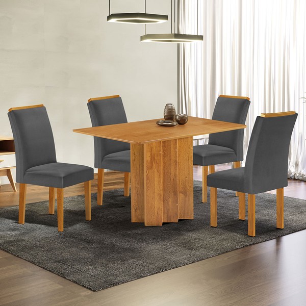 Mesa de Jantar 4 Lugares Lorena Luisa Cinamomo/Cinza - Cel Móveis