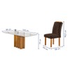 Mesa de Jantar 6 Lugares Dakota com Vidro Off White Cinamomo/Off White/Veludo Marrom - Cel Móveis