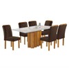 Mesa de Jantar 6 Lugares Dakota com Vidro Off White Cinamomo/Off White/Veludo Marrom - Cel Móveis