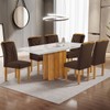 Mesa de Jantar 6 Lugares Dakota com Vidro Off White Cinamomo/Off White/Veludo Marrom - Cel Móveis