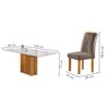 Mesa de Jantar 6 Lugares Dakota com Vidro Off White Cinamomo/Off White/Veludo Bege Escuro - Cel Móveis