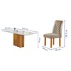 Mesa de Jantar 6 Lugares Dakota com Vidro Off White Cinamomo/Off White/Veludo Bege Claro - Cel Móveis
