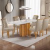 Mesa de Jantar 6 Lugares Dakota com Vidro Off White Cinamomo/Off White/Veludo Bege Claro - Cel Móveis
