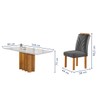 Mesa de Jantar 6 Lugares Dakota com Vidro Off White Cinamomo/Off White/Veludo Cinza - Cel Móveis