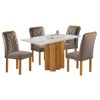 Mesa de Jantar 4 Lugares Lorena Carolina com Vidro Cinamomo/Off White/Bege Escuro - Cel Móveis