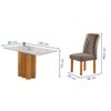 Mesa de Jantar 4 Lugares Lorena Carolina com Vidro Cinamomo/Off White/Bege Escuro - Cel Móveis