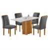 Mesa de Jantar 4 Lugares Lorena Carolina com Vidro Cinamomo/Off White/Cinza - Cel Móveis