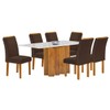 Mesa de Jantar 6 Lugares Lorena com Vidro Cinamomo/Off White/Marrom - Cel Móveis