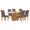 Mesa de Jantar 6 Lugares Lorena com Vidro Cinamomo/Off White/Bege Escuro - Cel Móveis