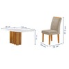 Mesa de Jantar 6 Lugares Lorena com Vidro Cinamomo/Off White/Bege Claro - Cel Móveis