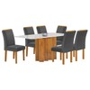 Mesa de Jantar 6 Lugares Lorena com Vidro Cinamomo/Off White/Cinza - Cel Móveis