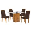 Mesa de Jantar 4 Lugares Lorena com Vidro Cinamomo/Off White/Marrom