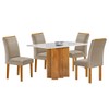 Mesa de Jantar 4 Lugares Lorena com Vidro Cinamomo/Off White/Bege Claro