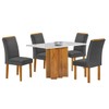 Mesa de Jantar 4 Lugares Lorena com Vidro Cinamomo/Off White/Cinza