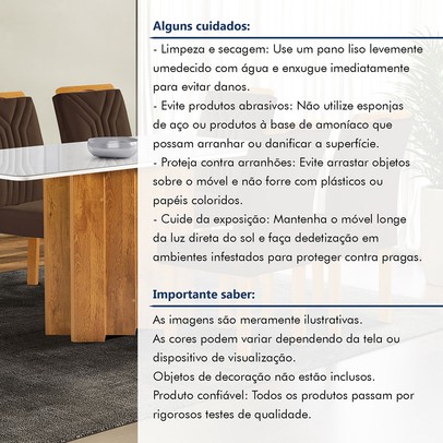 Mesa de Jantar 6 Lugares Lorena Londres com Vidro Cinamomo/Off White/Marrom - Cel Móveis