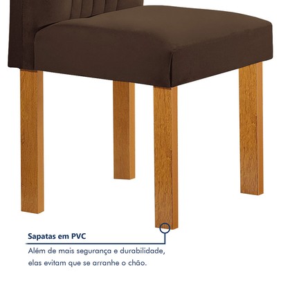 Mesa de Jantar 6 Lugares Lorena Londres com Vidro Cinamomo/Off White/Marrom - Cel Móveis