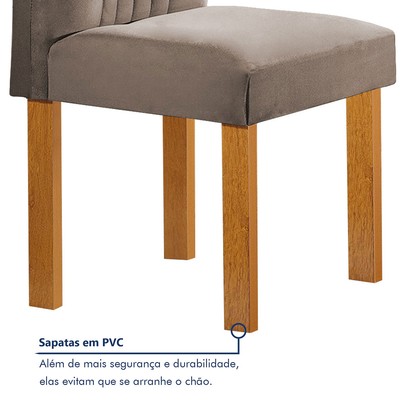 Mesa de Jantar 6 Lugares Lorena Londres com Vidro Cinamomo/Off White/Bege Escuro - Cel Móveis