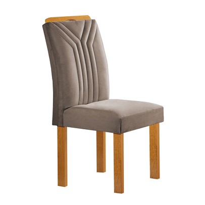 Mesa de Jantar 6 Lugares Lorena Londres com Vidro Cinamomo/Off White/Bege Escuro - Cel Móveis