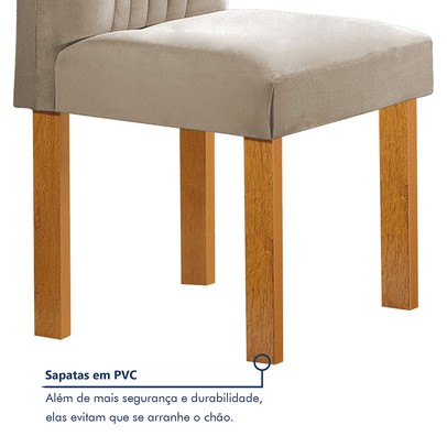 Mesa de Jantar 6 Lugares Lorena Londres com Vidro Cinamomo/Off White/Bege Claro - Cel Móveis