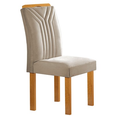 Mesa de Jantar 6 Lugares Lorena Londres com Vidro Cinamomo/Off White/Bege Claro - Cel Móveis