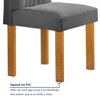 Mesa de Jantar 6 Lugares Lorena Londres com Vidro Cinamomo/Off White/Cinza - Cel Móveis