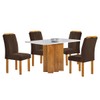 Mesa de Jantar 4 Lugares Lorena Londres com Vidro Cinamomo/Off White/Marrom - Cel Móveis