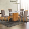 Mesa de Jantar 4 Lugares Lorena Londres com Vidro Cinamomo/Off White/Bege Escuro - Cel Móveis