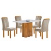 Mesa de Jantar 4 Lugares Lorena Londres com Vidro Cinamomo/Off White/Bege Claro - Cel Móveis