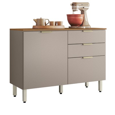 Balcão Cozinha Clarice 2 Portas 2 Gavetas Amêndola/Nude Prime Tx - Pnr Móveis