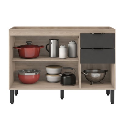 Balcão de Cozinha para Pia 120cm Sophia Avena/Grafito - Pnr Móveis