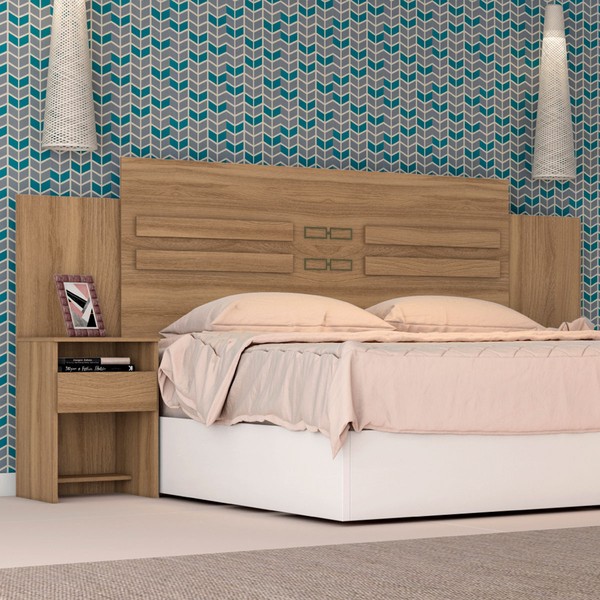 Cabeceira Casal Manila 2 Gavetas Amêndola Touch - Pnr Móveis