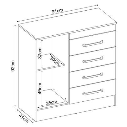 Cômoda Berlim 1 Porta 4 Gavetas Café Touch - Pnr Móveis