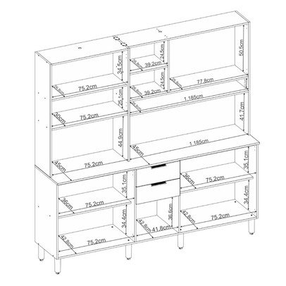 Cozinha Compacta Pitanga 10 Portas 2 Gavetas Amêndola Touch/Nude Prime Tx - Pnr Móveis