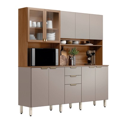 Cozinha Compacta Pitanga 10 Portas 2 Gavetas Amêndola Touch/Nude Prime Tx - Pnr Móveis