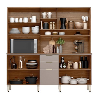 Cozinha Compacta Pitanga 10 Portas 2 Gavetas Amêndola Touch/Nude Prime Tx - Pnr Móveis