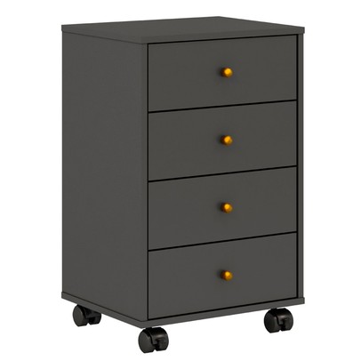 Gaveteiro Office Presidence 4 Gavetas Amêndola Touch/Grafito - Pnr Móveis