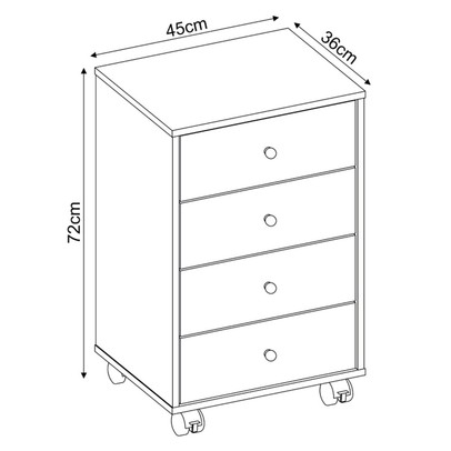 Gaveteiro Office Presidence 4 Gavetas Amêndola Touch/Grafito - Pnr Móveis