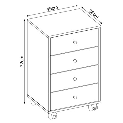 Gaveteiro Office Presidence 4 Gavetas Branco - Pnr Móveis