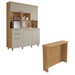Cozinha Compacta Nobreza 5 Portas 2 Gavetas com Ilha Gourmet 100% Mdf Carvalho/Greige - Nesher
