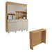Cozinha Compacta 5 Portas 2 Gavetas com Ilha Gourmet 100% Mdf Carvalho/Greige - Nesher