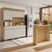 Cozinha Compacta 5 Portas 2 Gavetas com Ilha Gourmet 100% Mdf Carvalho/Greige - Nesher