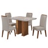 Mesa de Jantar 4 Lugares Madeline com Vidro Ripado Mel/Bege/Off White - Viero Móveis