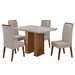 Mesa de Jantar 4 Lugares Madeline com Vidro Ripado Mel/Bege/Off White - Viero Móveis