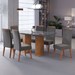 Mesa de Jantar 6 Lugares Platina com Vidro Ripado Mel/Cinza/Grafite - Viero Móveis