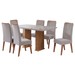Mesa de Jantar 6 Lugares Platina com Vidro Ripado Mel/Bege/Off White - Viero Móveis