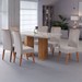 Mesa de Jantar 6 Lugares Platina com Vidro Ripado Mel/Bege/Off White - Viero Móveis